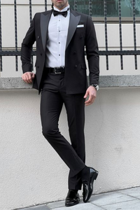 Tuxedo Black Suit 2 Piece Black Suit Wedding Suit Black Man Sainly