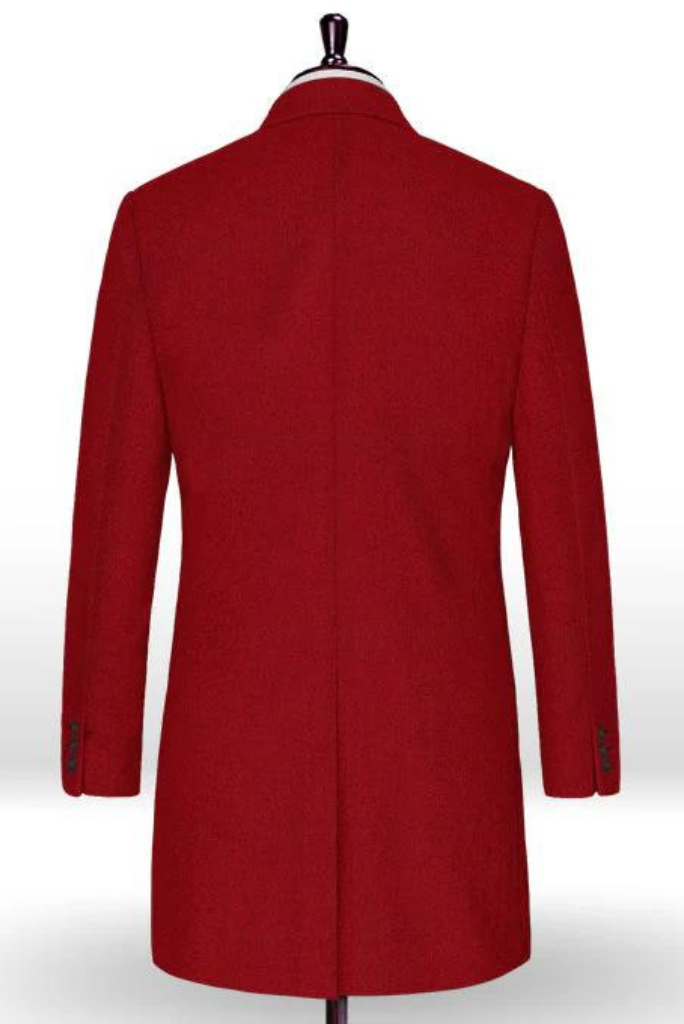 Men Trench Red Coat Vintage Jacket Red Winter Long Coat Red Casual