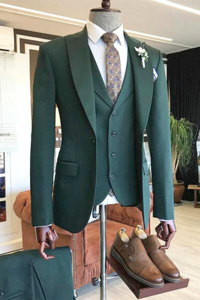 Men Teal Green Three Piece Suit Formal Fashion Groomsmen Stylish Wedding Suit bespoke tailoring