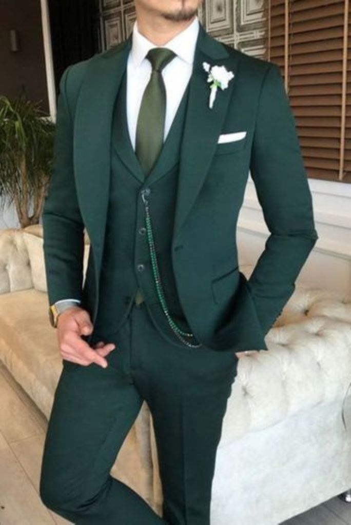 Man Teal Green Suit 3 Piece Suit Wedding Suit Elegant Green Suit Sainly