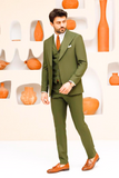Men's 3 Piece Olive Green Suit Slim Fit Suit Wedding Suit Sainly
