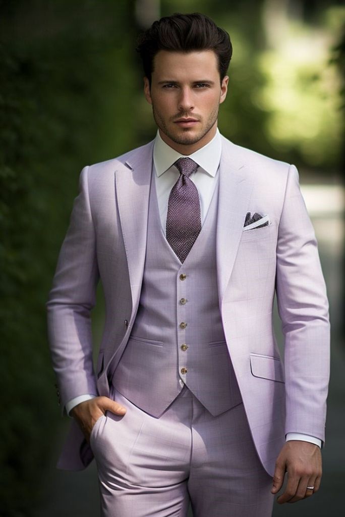 Morning Suit Light Purple Vest Men's Armanno Lilac Purple Tuxedo