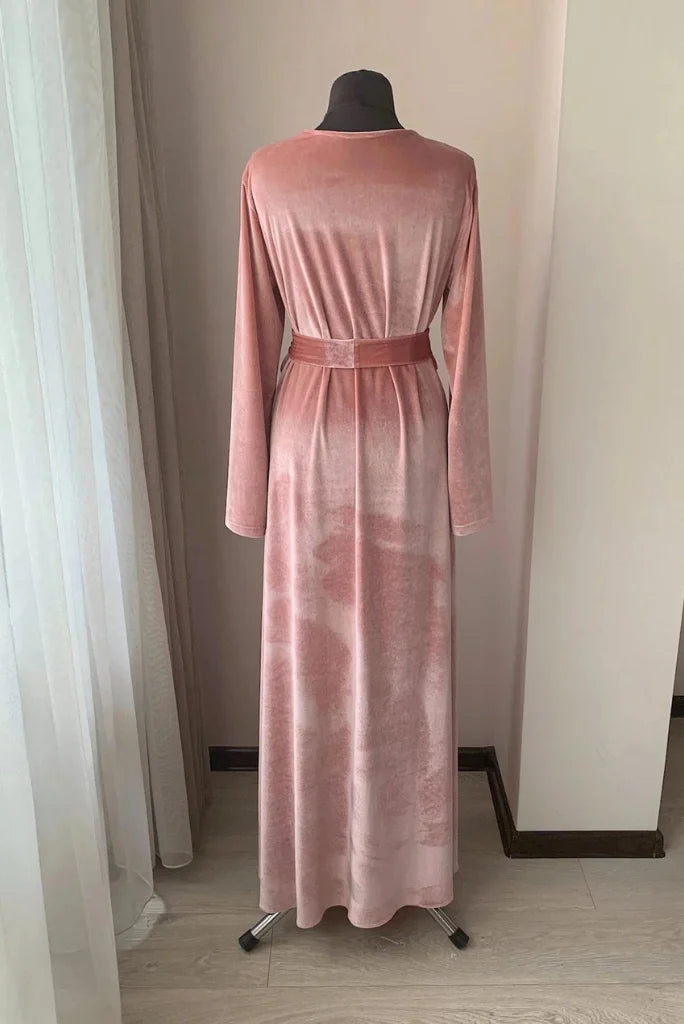 Women Deep Pink Velvet Robe, Elegant Deep Pink Robe for Bridesmaid and Cocktail 38 Women Deep Pink Velvet Robe, Elegant Deep Pink Robe for Bridesmaid and Cocktail 38