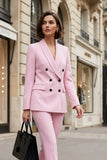 Women Misty Rose Pink Double Breasted 2 Piece Suit 