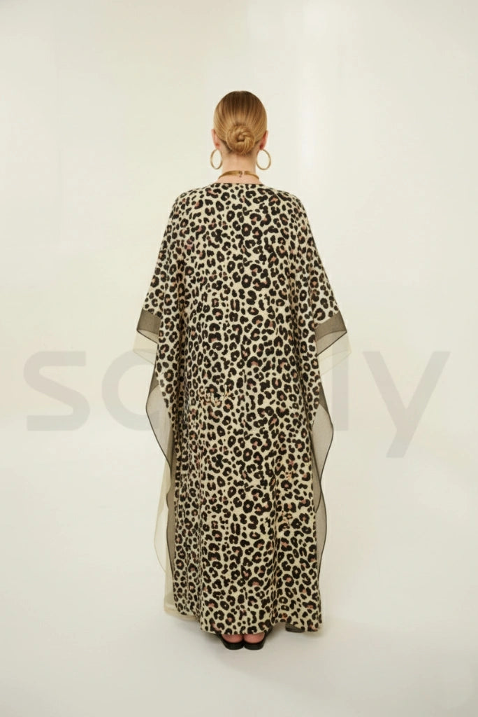 Leopard print kaftan dress(Back)