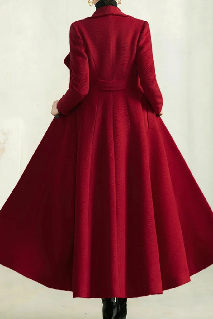 Women Red Full Length Long Coat, Stylish Red Coat for Party and Events 30
