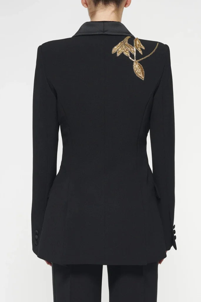 Embroidery Black Tuxedo Suit for Women, Business Event and Wedding Wear 44 / 26