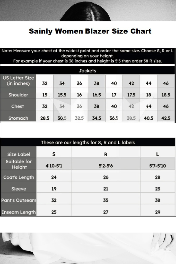 Womens Blazer Size Chart Size Chart Guide How To Perfectly Measure