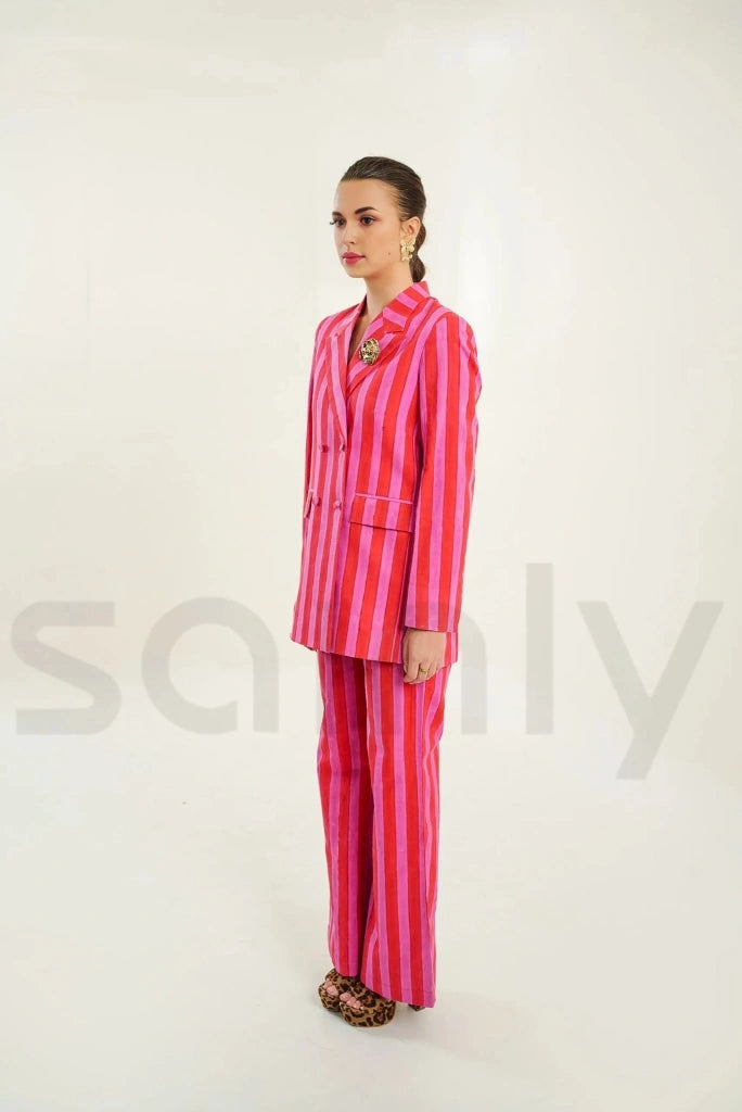cotton-pink-red-hand-block-stripe-print-co-ord-set-for-women-suits
