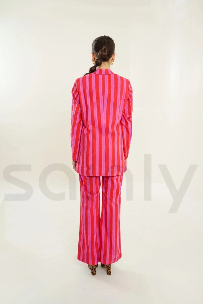 cotton-pink-red-hand-block-stripe-print-co-ord-set-for-women-suits