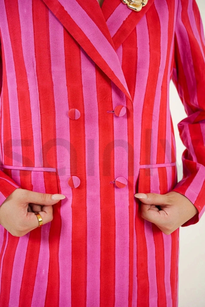 cotton-pink-red-hand-block-stripe-print-co-ord-set-for-women-suits