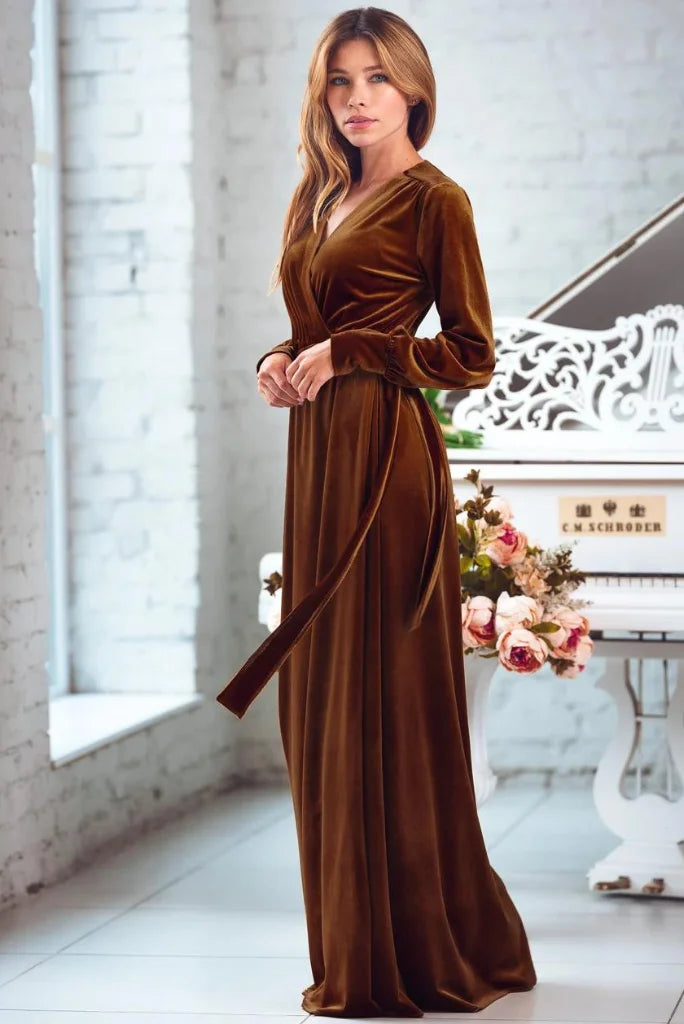Women Golden Brown Velvet Robe, Elegant Robe for Bridal Party and Cocktail 34 Women Golden Brown Velvet Robe, Elegant Robe for Bridal Party and Cocktail 34