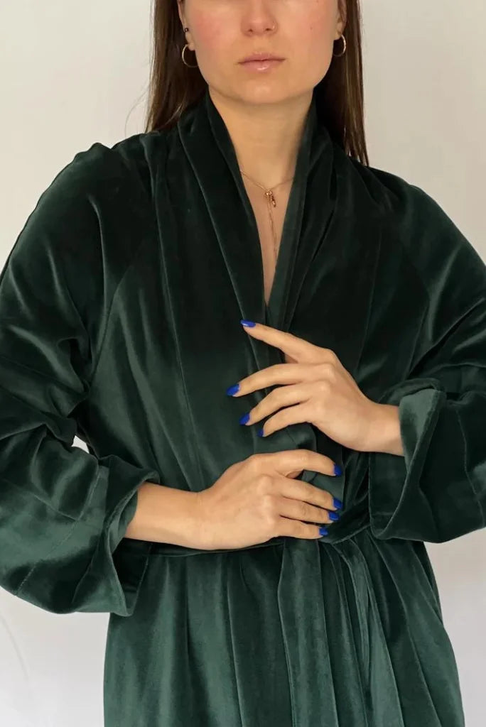 Women Green Velvet Robe for Bath and Party, Velvet Kimono Robe for Her 34 Women Green Velvet Robe for Bath and Party, Velvet Kimono Robe for Her 34