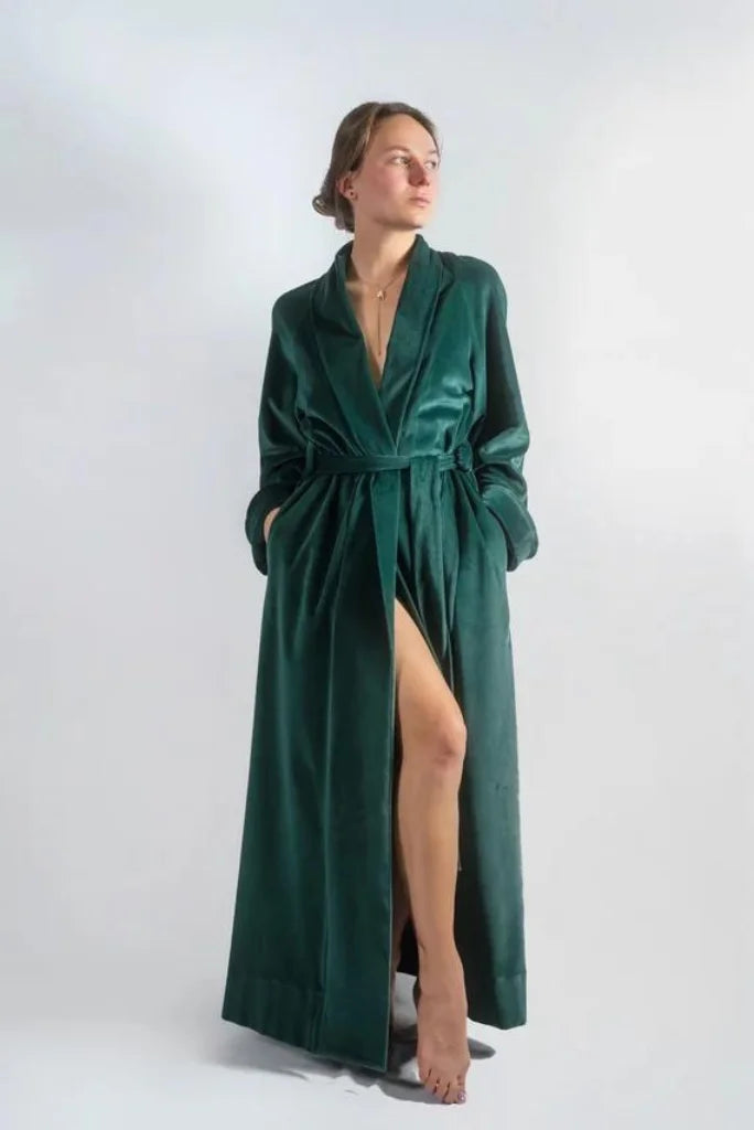 Women Green Velvet Robe for Bath and Party, Velvet Kimono Robe for Her 34 Women Green Velvet Robe for Bath and Party, Velvet Kimono Robe for Her 34