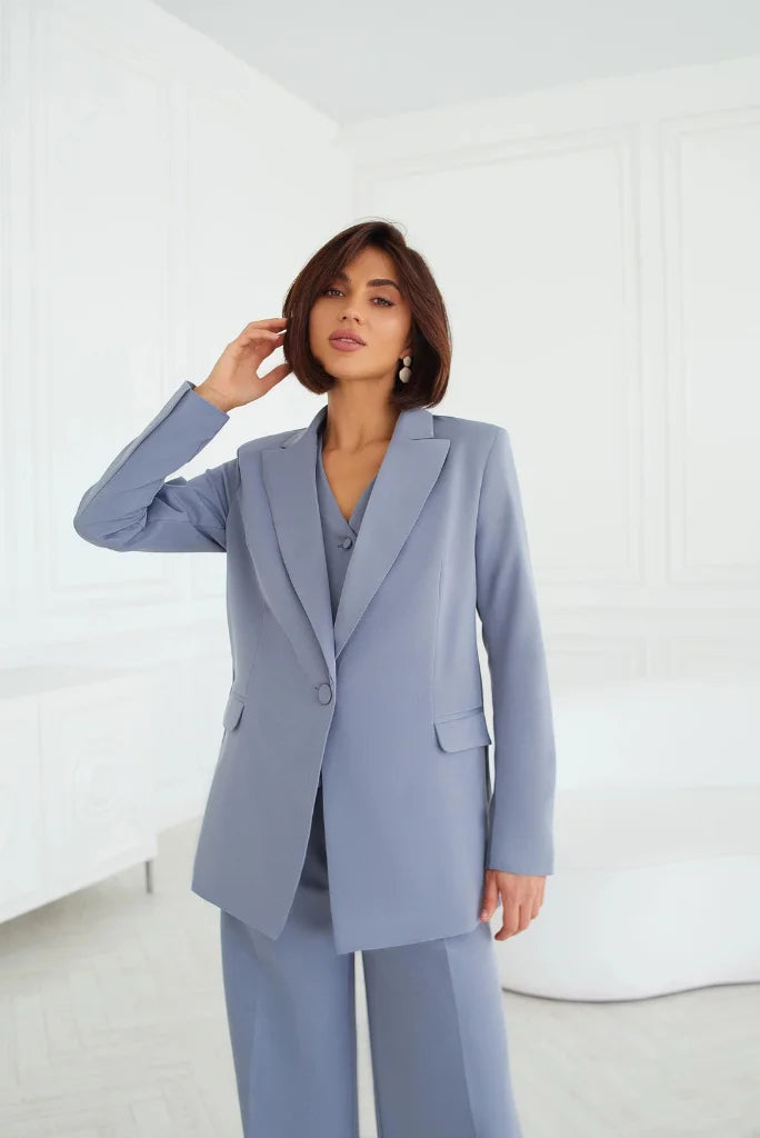womens grey suit dress Women's Grey Oversized 3 Piece Suit, Stylish Suit for Special Occasion 36 / 24