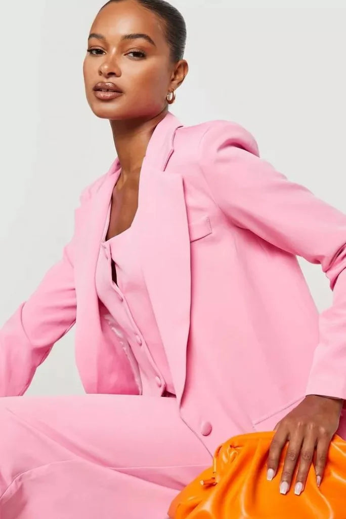 Women Light Pink 3 Piece Suit, Elegant Light Pink Single Breasted Suit for Special occasion 36 / 34