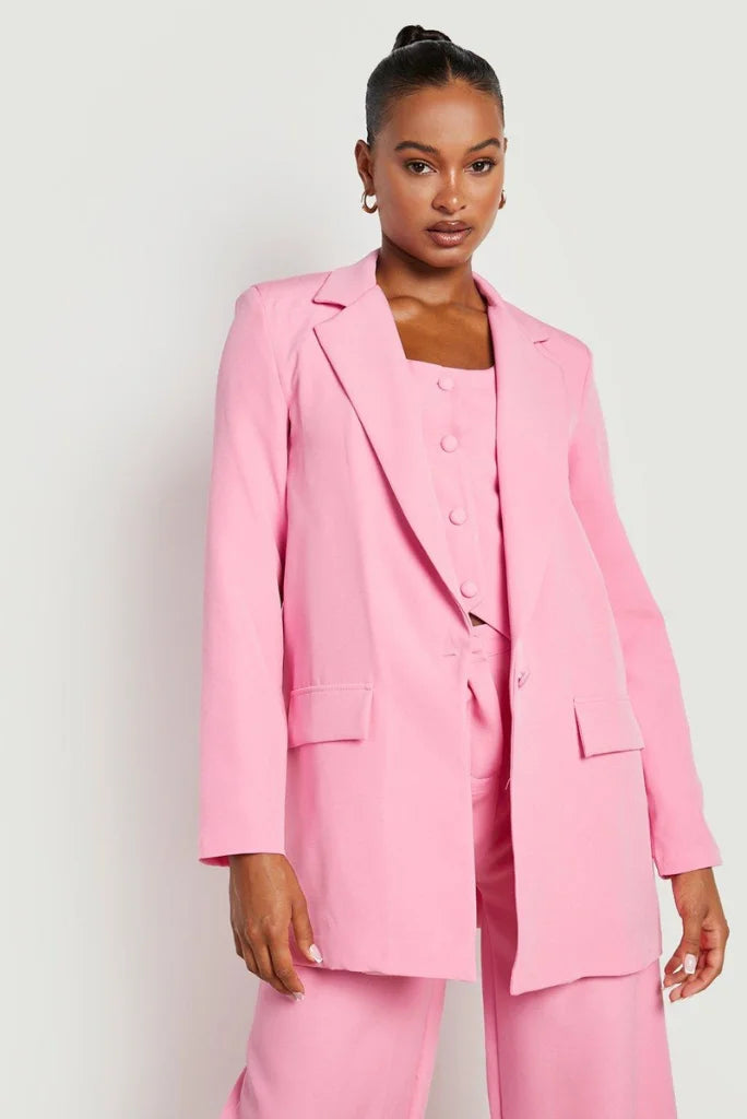 Women Light Pink 3 Piece Suit, Elegant Light Pink Single Breasted Suit for Special occasion 36 / 34