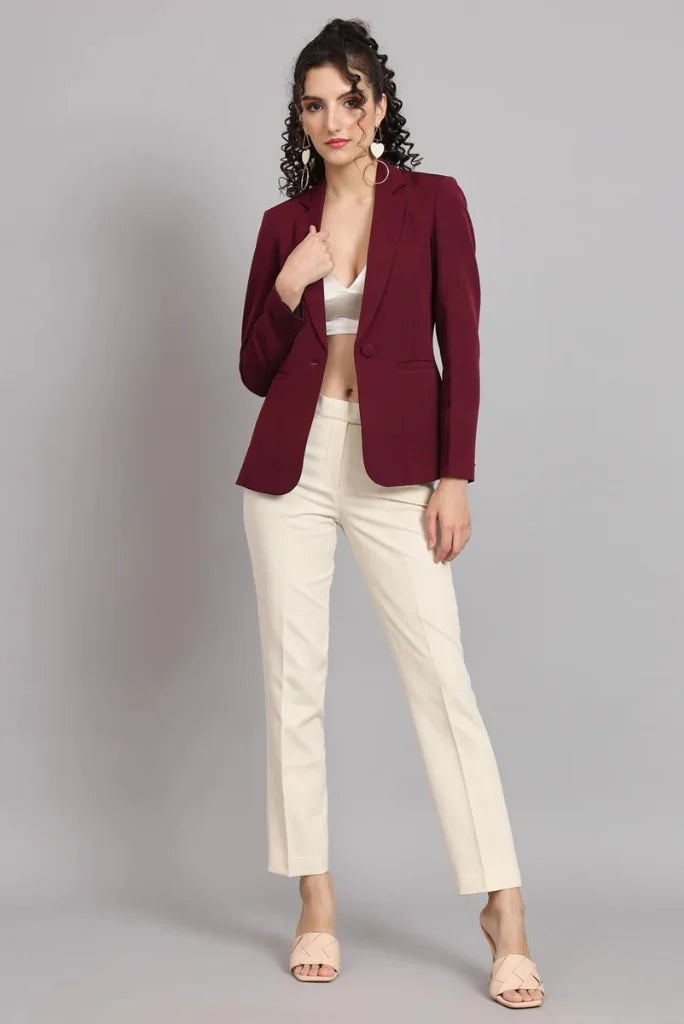 Maroon blazer ladies hot sale