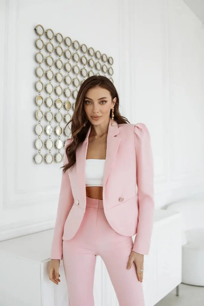 Misty Rose Pink Double Breasted 2 Piece Suit for Women, Classic Suit for Event and Party 44 / 26