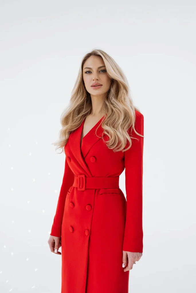 Women's Red Long Coat Formal Dress, Elegant Double Breasted Coat for Office and Events 30 Women's Red Long Coat Formal Dress, Elegant Double Breasted Coat for Office and Events 30