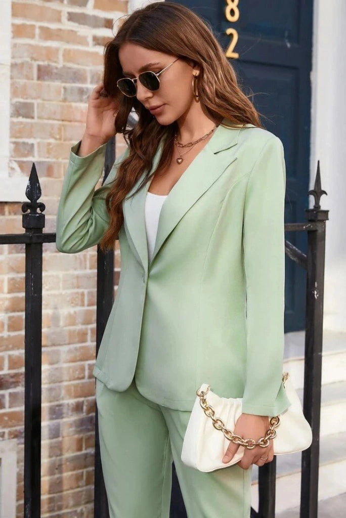 Stylish Women's Sage Green Suits Perfect For Meetings & Work Outfits 36 / 36