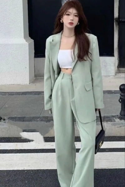 Women Sage Green Two Piece Suit Perfect For Office Events & Parties 44 / 26