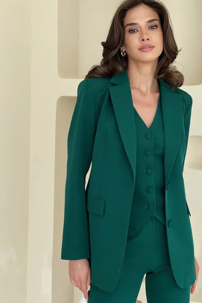 Women's Teal Green 3 Piece Suit, Formal Suit for Office and Business Meetings 44 / 38 Women's Teal Green 3 Piece Suit, Formal Suit for Office and Business Meetings 44 / 38