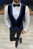 Men 3 Piece Suit Blue Wedding Tuxedo Suit Fit Peak Lapel Wear SAINLY