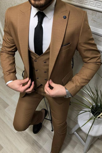 Men Brown Slim Fit Suit Wedding Suit Dinner Suit 3 Piece Suit Prom Suit Groomsmen Wear Bespoke Suit