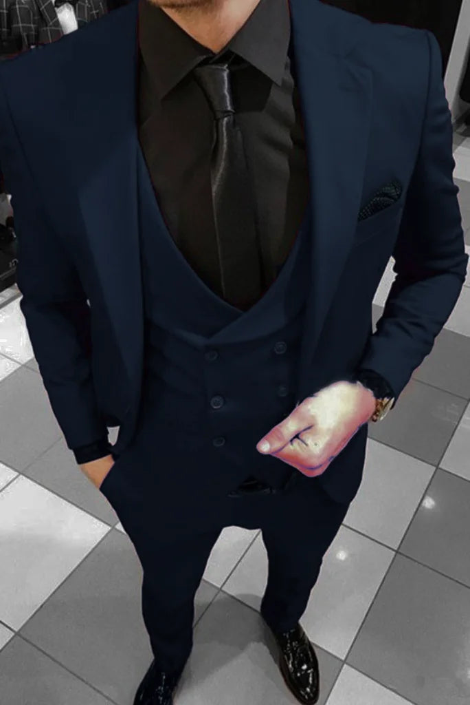 Men 3 Piece Suit Wedding Suit Elegant Blue Party Wear Suit Set Sainly Men 3 Piece Suit Wedding Suit Elegant Blue Party Wear Suit Set Sainly