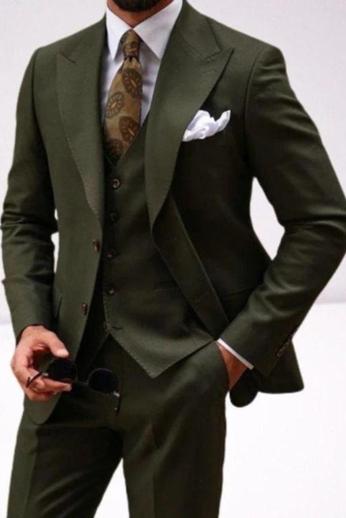 Men 3 Piece Green Suit Wedding Suit Formal Dinner Suits Sainly