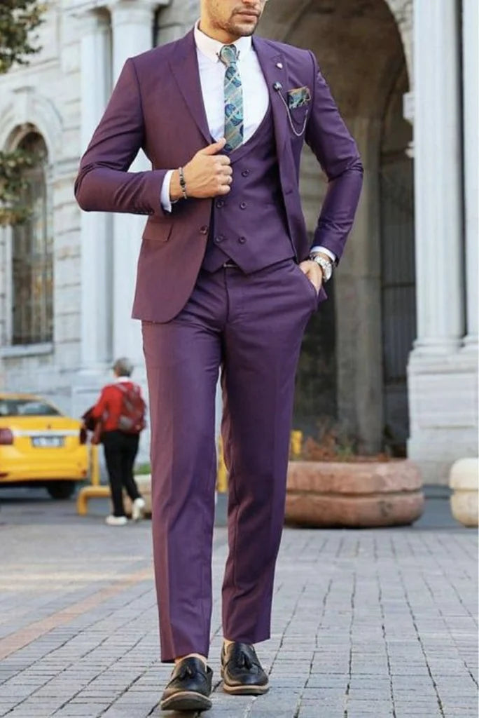 formal dress for men purple Cool Purple Notched Lapel Prom Men Suits – Suitfitpro main image 1