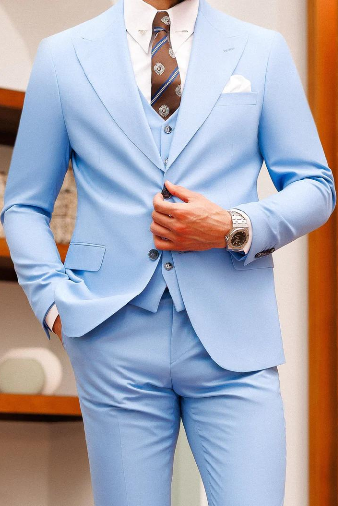 Sky blue coat pant with deals tie