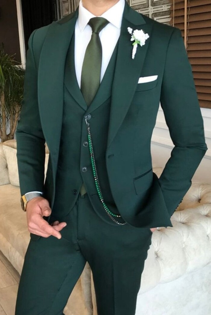 3 Piece Suit Green Wedding Suit Green Men's Emerald Green Suit SAINLY