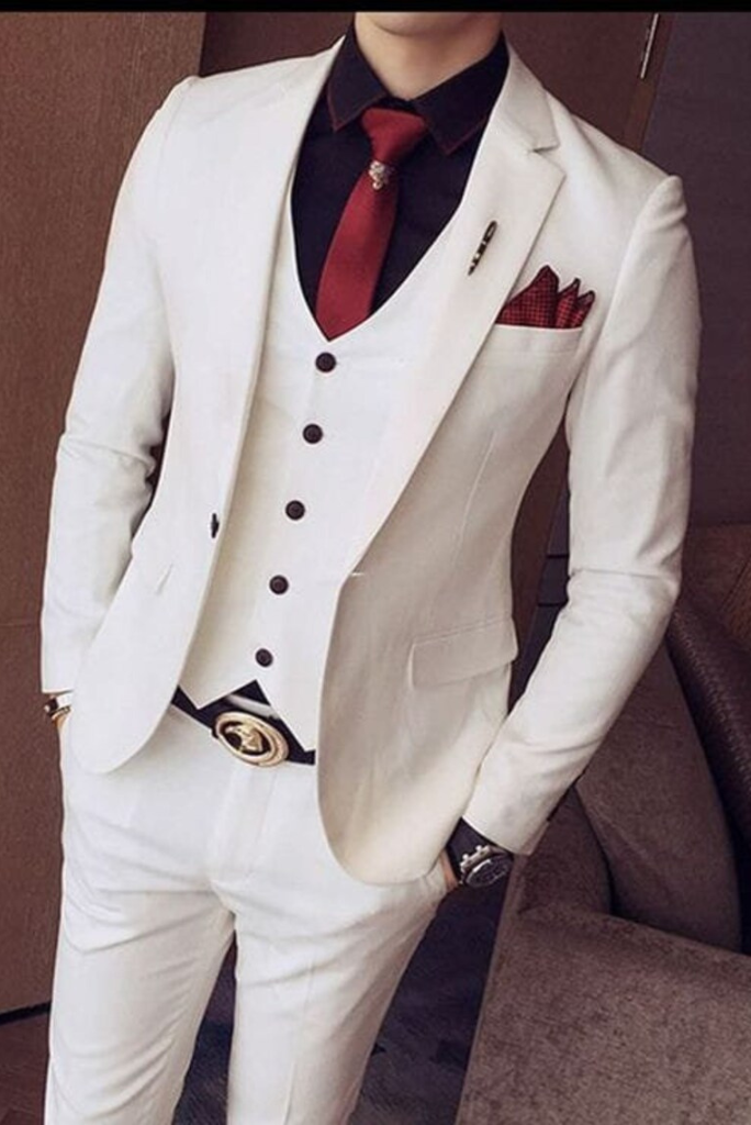 White Wedding Suit White 3 Piece Suit White Elegant Bespoke Suit Sainly
