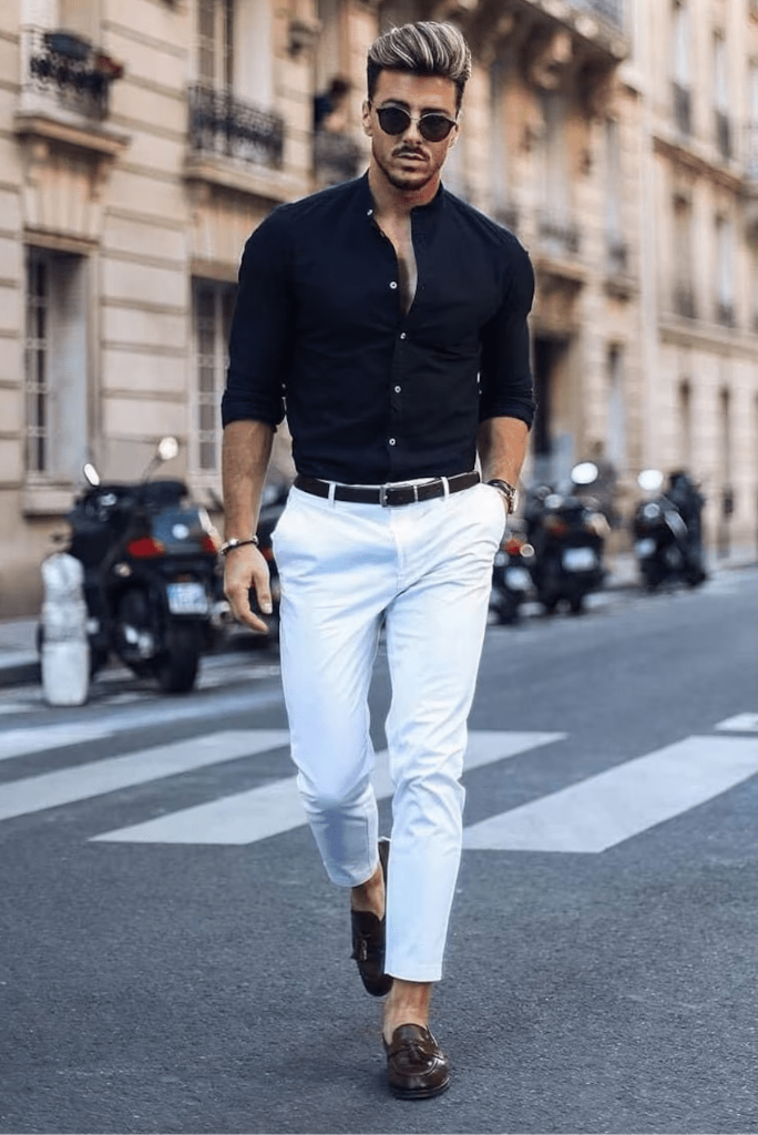 Men Office Casual Outfit Navy Blue With White Pant Wedding SAINLY L Men Office Casual Outfit Navy Blue With White Pant Wedding SAINLY L