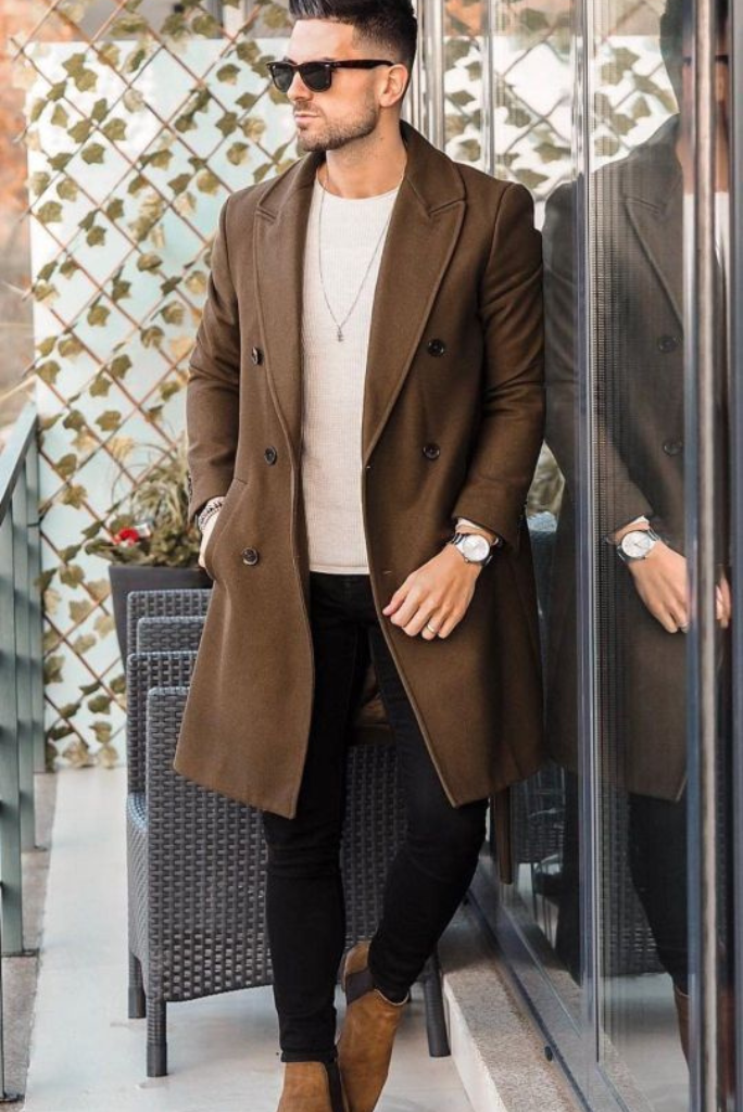 Men Brown Winter Long Coat Brown Tweed Coat Vintage Long Jacket Sainly 56 Men Brown Winter Long Coat Brown Tweed Coat Vintage Long Jacket Sainly 56