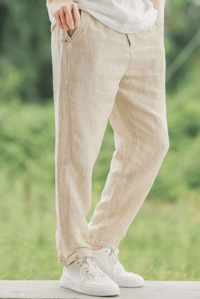 Men's Linen Trouser Pant Casual Pant Linen Ankle Formal Pants Sainly Beige / XL Men's Linen Trouser Pant Casual Pant Linen Ankle Formal Pants Sainly Beige / XL