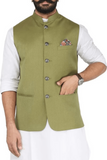 Men Nehru Party Wear Jacket Green Wedding West Coat Formal Wear Sainly