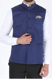Nehru Jacket Blue Modi Formal Jacket Diwali Festival Half Jacket Sainly