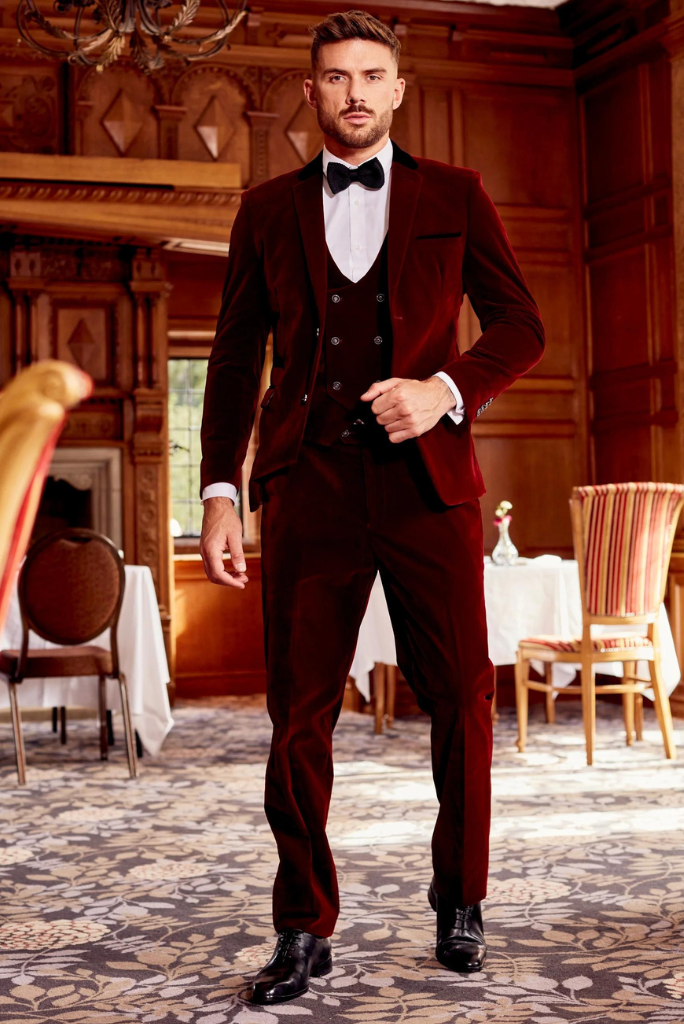 Piece Suit Red Wedding Tux GENT WITH Men's Red Piece Slim Fit Suit