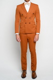 Men Two Piece Suit Double Breasted Slim fit Suit Rust Suit Sainly
