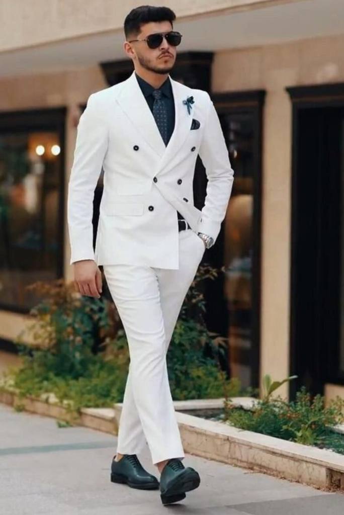 MOGU Men's White Blazer Size 42 - Slim Fit One Button Sport Coat