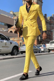 MEN YELLOW SUIT 2 Piece Double Breasted Style Formal Fashion Party Wear Prom Dinner Suit