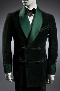 Men Dinner Robe Jacket Smoking Velvet Green Jacket Winter Coat Sainly