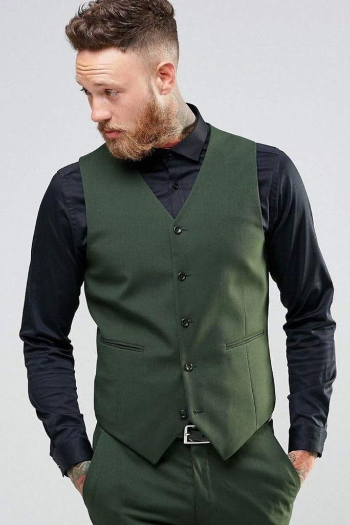 Men Green Vest Coat Wedding Waistcoat Formal Event Vest Coat Sainly