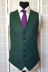 Men Green Waistcoat Tweed Green Wedding Wear Winter Waistcoat Sainly