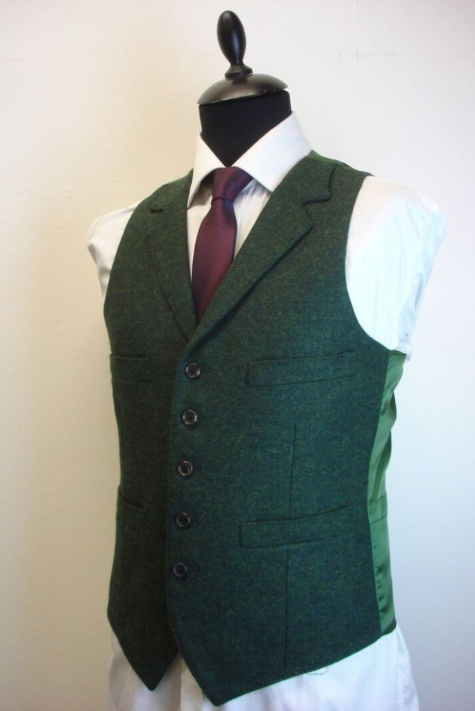 Men Green Waistcoat Tweed Green Wedding Wear Winter Waistcoat Sainly