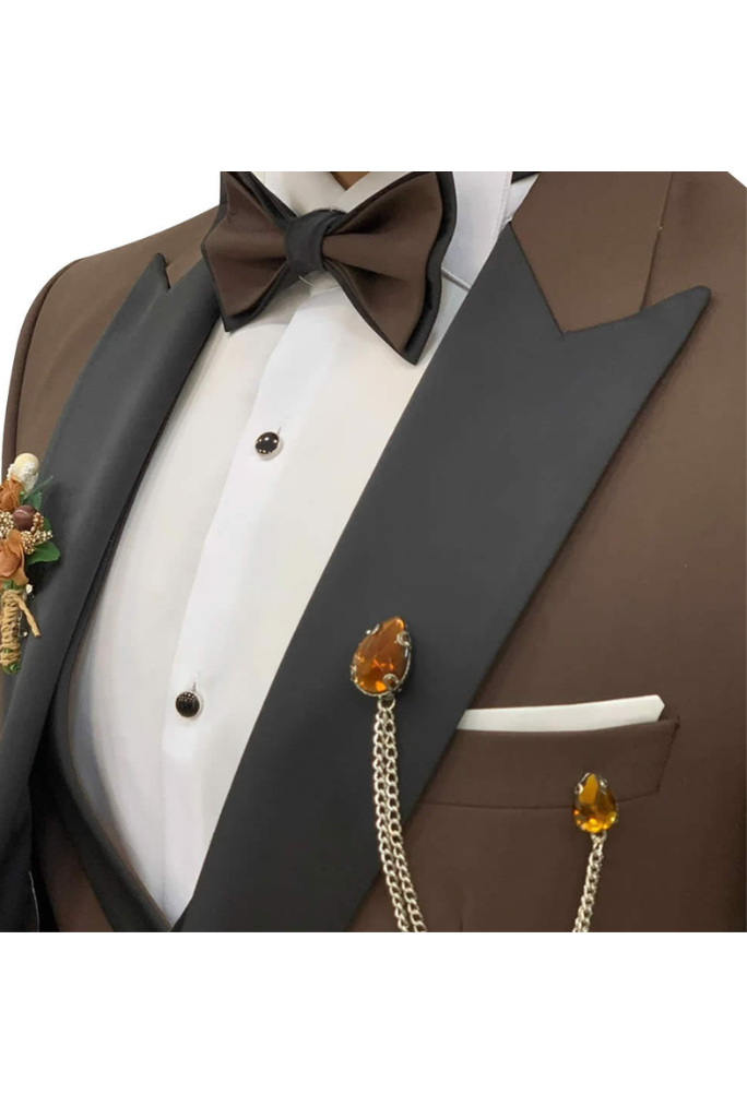 Men Brown Tuxedo Suit Three Piece Wedding Suit Slim Fit Suit Sainly