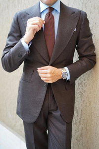 Men's Tweed Brown 2 Piece Suit Wedding Tweed Winter Suit Sainly